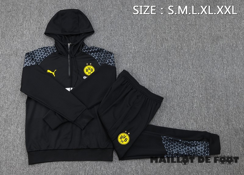 Foot Maillot Pas Cher Ensemble Complet Veste Con Capucha Borussia Dortmund 2023 2024 Noir Gris