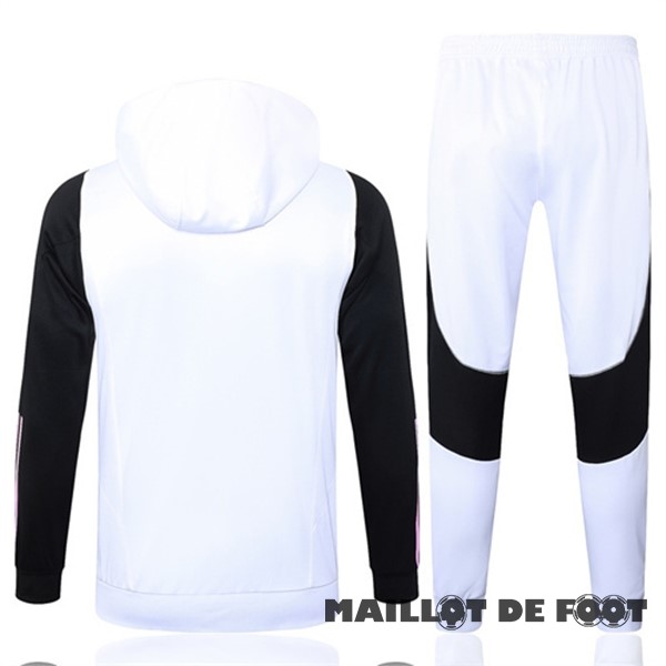 Foot Maillot Pas Cher Ensemble Complet Veste Con Capucha Enfant Juventus 2023 2024 Blanc Noir Rose