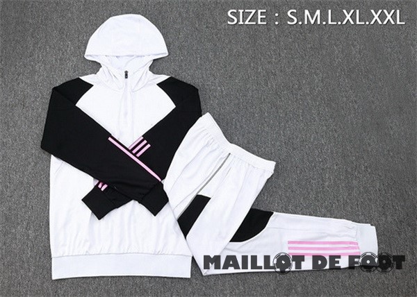 Foot Maillot Pas Cher Ensemble Complet Veste Con Capucha Enfant Juventus 2023 2024 Blanc Noir Rose