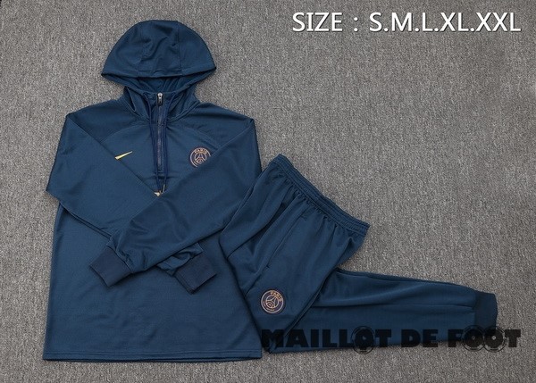Foot Maillot Pas Cher Ensemble Complet Veste Con Capucha Enfant Paris Saint Germain 2023 2024 Bleu II Marine