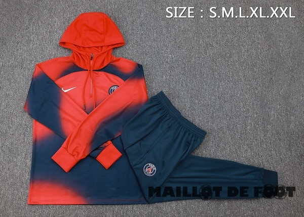 Foot Maillot Pas Cher Ensemble Complet Veste Con Capucha Enfant Paris Saint Germain 2023 2024 Rouge Bleu