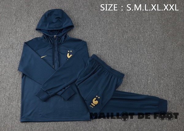Foot Maillot Pas Cher Ensemble Complet Veste Con Capucha France 2023 Bleu Marine