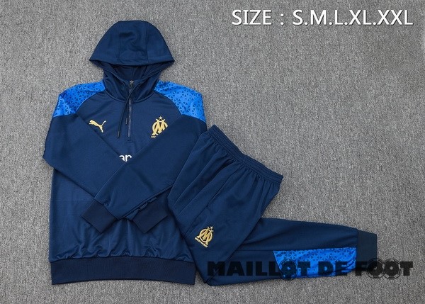 Foot Maillot Pas Cher Ensemble Complet Veste Con Capucha Marsella 2023 2024 Bleu I Marine