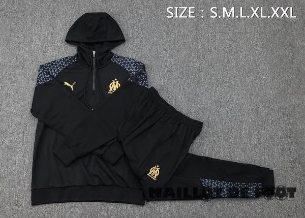 Foot Maillot Pas Cher Ensemble Complet Veste Con Capucha Marsella 2023 2024 Noir Gris