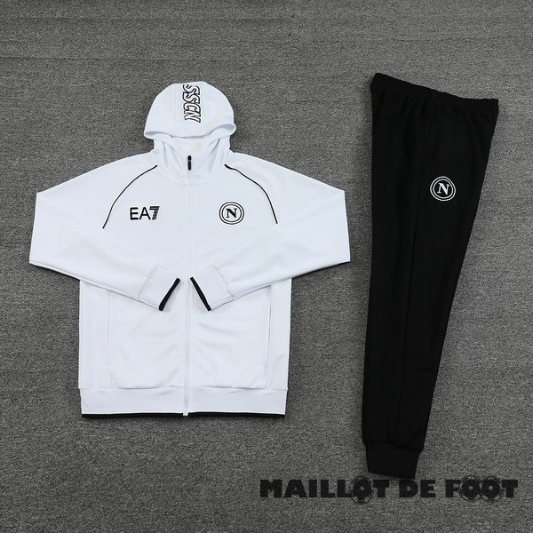 Foot Maillot Pas Cher Ensemble Complet Veste Con Capucha Napoli 2023 2024 Noir Blanc