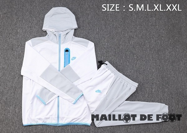Foot Maillot Pas Cher Ensemble Complet Veste Con Capucha Nike 2023 Blanc Gris Bleu