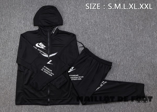 Foot Maillot Pas Cher Ensemble Complet Veste Con Capucha Nike 2023 Noir Blanc