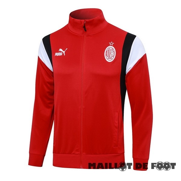 Foot Maillot Pas Cher Ensemble Complet longue fermeture éclair vêtements De Sport AC Milan 2023 2024 Rouge Blanc Noir