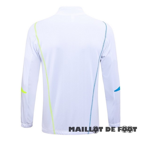 Foot Maillot Pas Cher Ensemble Complet longue fermeture éclair vêtements De Sport Arsenal 2023 2024 Blanc Bleu Jaune