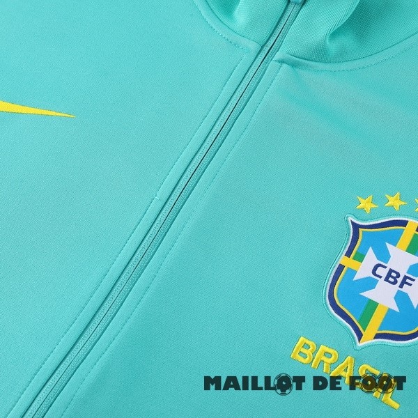 Foot Maillot Pas Cher Ensemble Complet longue fermeture éclair vêtements De Sport Brésil 2023 I Vert