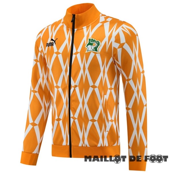 Foot Maillot Pas Cher Ensemble Complet longue fermeture éclair vêtements De Sport Côte d'Ivoire 2023 Orange