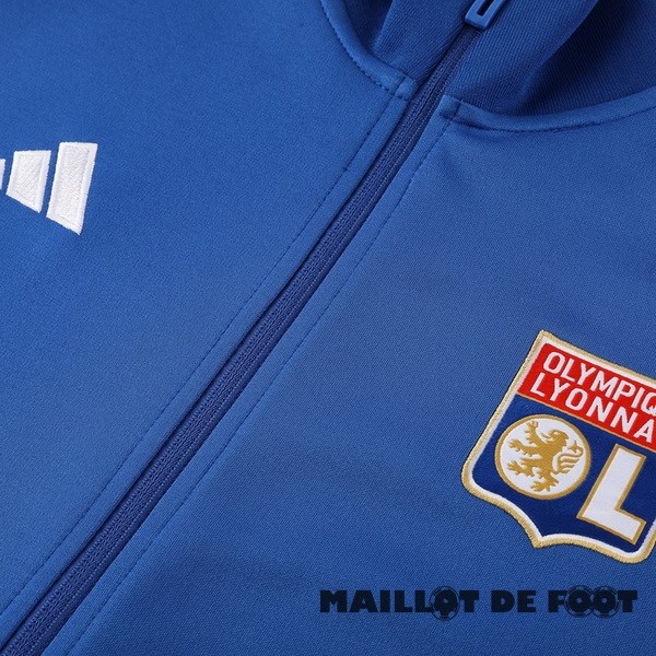 Foot Maillot Pas Cher Ensemble Complet longue fermeture éclair vêtements De Sport Lyon 2023 2024 Bleu Rose