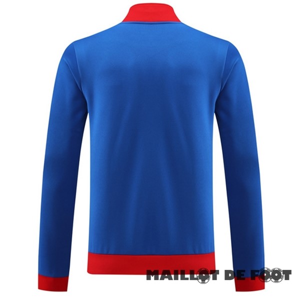 Foot Maillot Pas Cher Ensemble Complet longue fermeture éclair vêtements De Sport Lyon 2023 2024 Bleu Rouge
