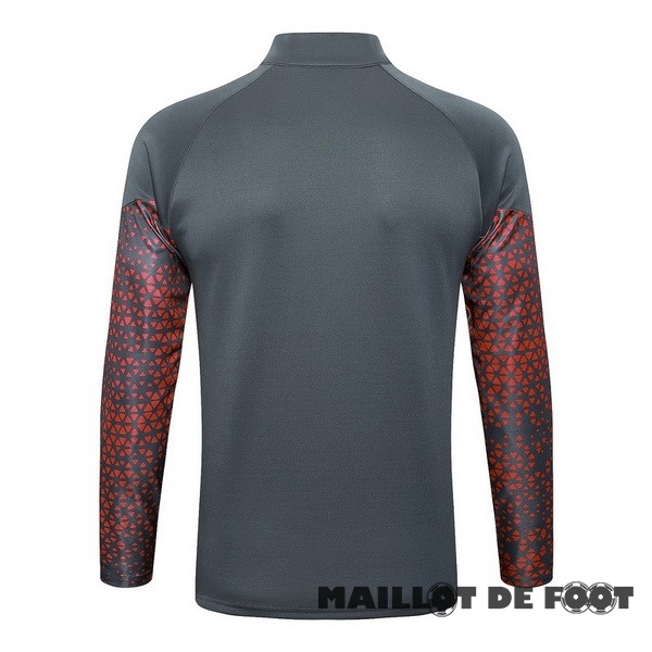 Foot Maillot Pas Cher Ensemble Complet longue fermeture éclair vêtements De Sport Manchester City 2023 2024 Gris Rouge