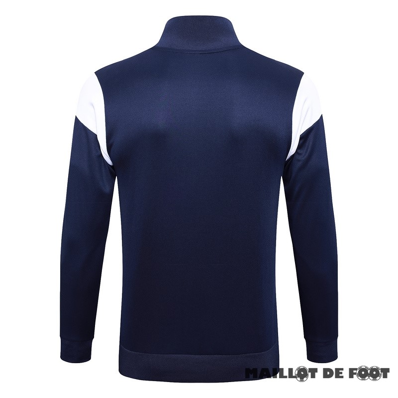 Foot Maillot Pas Cher Ensemble Complet longue fermeture éclair vêtements De Sport Marsella 2023 2024 Bleu Marine Blanc