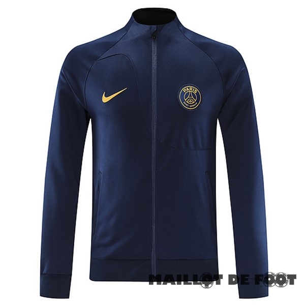 Foot Maillot Pas Cher Ensemble Complet longue fermeture éclair vêtements De Sport Paris Saint Germain 2023 2024 Bleu II Marine