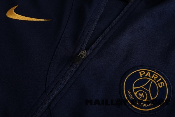Foot Maillot Pas Cher Ensemble Complet longue fermeture éclair vêtements De Sport Paris Saint Germain 2023 2024 Bleu II Marine