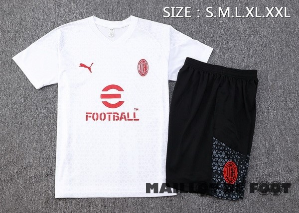 Foot Maillot Pas Cher Entrainement Ensemble Complet AC Milan 2023 2024 Blanc Noir Rouge