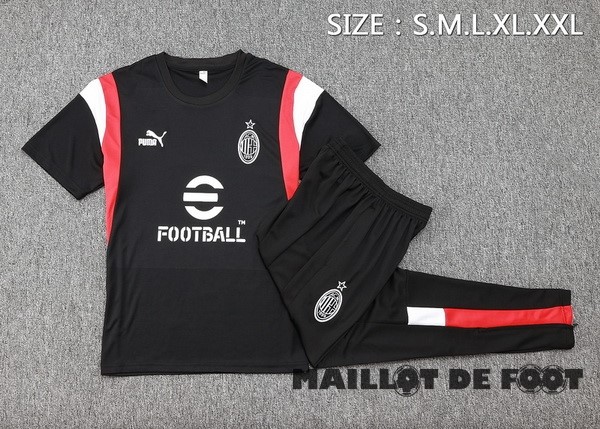Foot Maillot Pas Cher Entrainement Ensemble Complet AC Milan 2023 2024 Noir Rouge Blanc