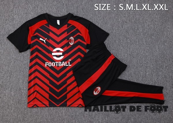 Foot Maillot Pas Cher Entrainement Ensemble Complet AC Milan 2023 2024 Rouge Noir
