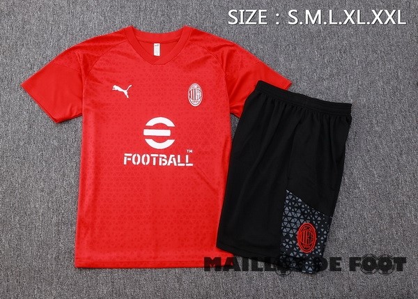 Foot Maillot Pas Cher Entrainement Ensemble Complet AC Milan 2023 2024 Rouge Noir Gris