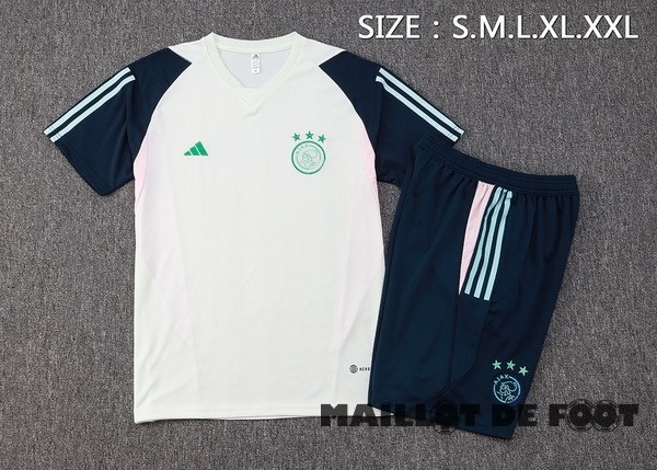 Foot Maillot Pas Cher Entrainement Ensemble Complet Ajax 2023 2024 Gris Bleu