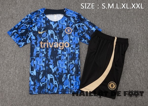 Foot Maillot Pas Cher Entrainement Ensemble Complet Chelsea 2023 2024 Bleu Noir Jaune