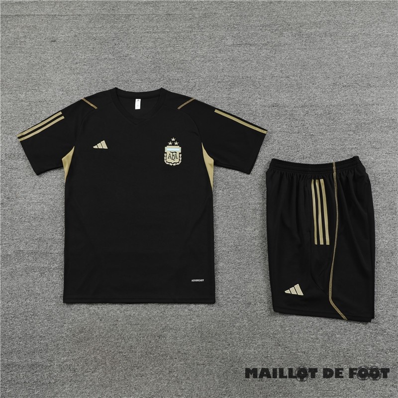 Foot Maillot Pas Cher Entrainement Ensemble Complet Enfant Argentine 2023 Noir Jaune