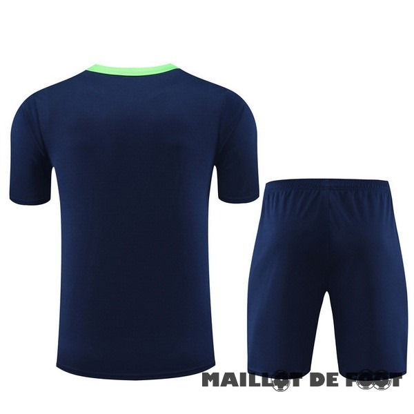 Foot Maillot Pas Cher Entrainement Ensemble Complet Enfant Brésil 2024 Bleu Marine Vert
