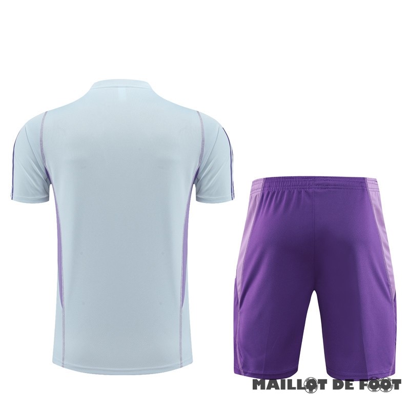 Foot Maillot Pas Cher Entrainement Ensemble Complet Enfant Cruzeiro 2023 2024 Gris Purpura