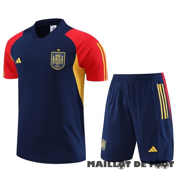 Foot Maillot Pas Cher Entrainement Ensemble Complet Enfant Espagne 2023 Bleu Jaune Rouge