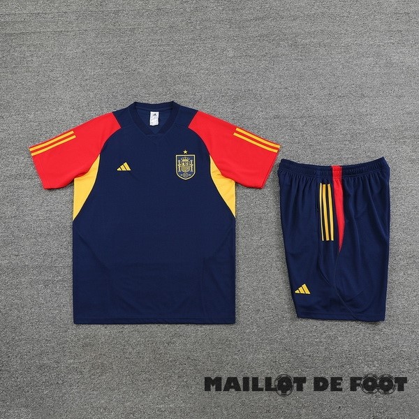 Foot Maillot Pas Cher Entrainement Ensemble Complet Enfant Espagne 2023 Bleu Jaune Rouge