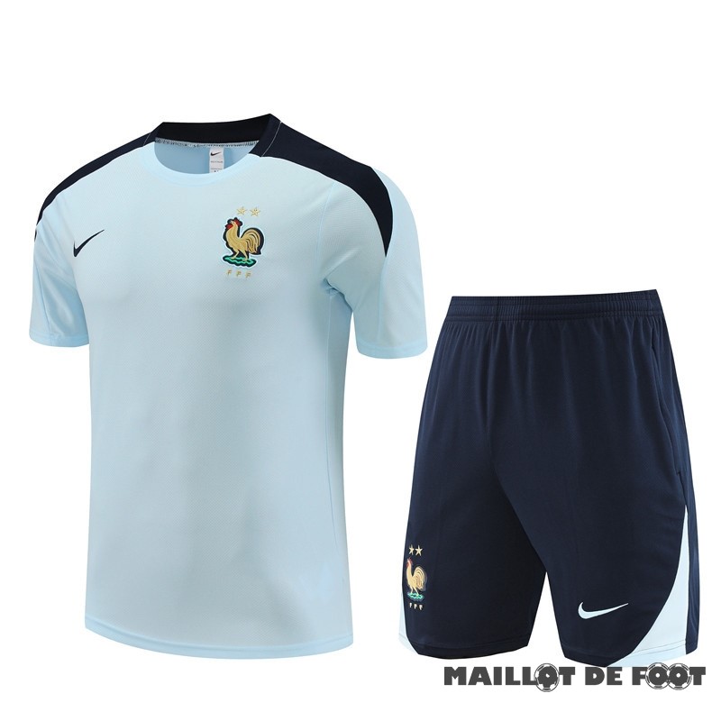 Foot Maillot Pas Cher Entrainement Ensemble Complet Enfant France 2024 Bleu