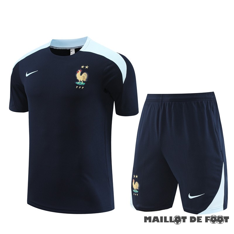 Foot Maillot Pas Cher Entrainement Ensemble Complet Enfant France 2024 Bleu Marine