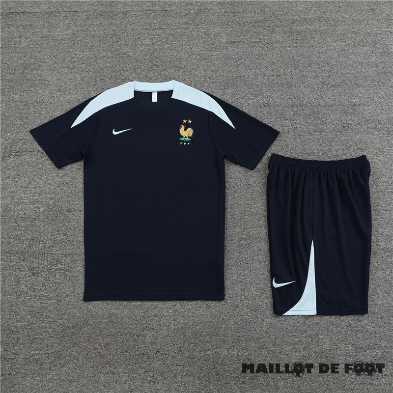 Foot Maillot Pas Cher Entrainement Ensemble Complet Enfant France 2024 Bleu Marine