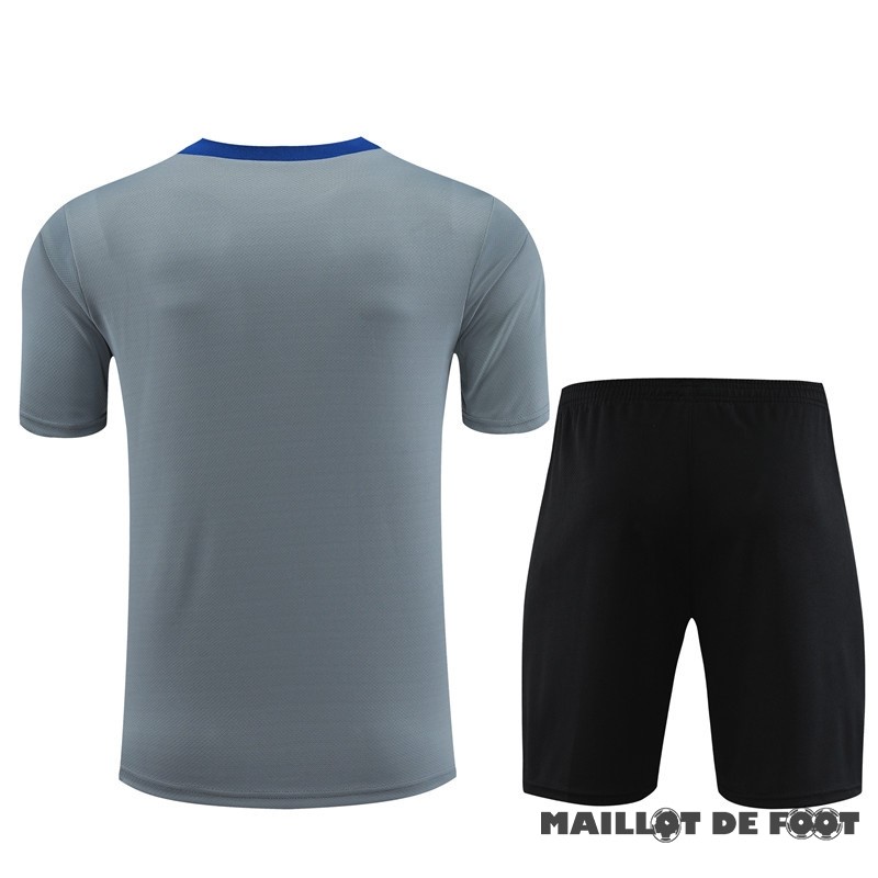 Foot Maillot Pas Cher Entrainement Ensemble Complet Enfant Inter Milán 2023 2024 Gris Noir Bleu