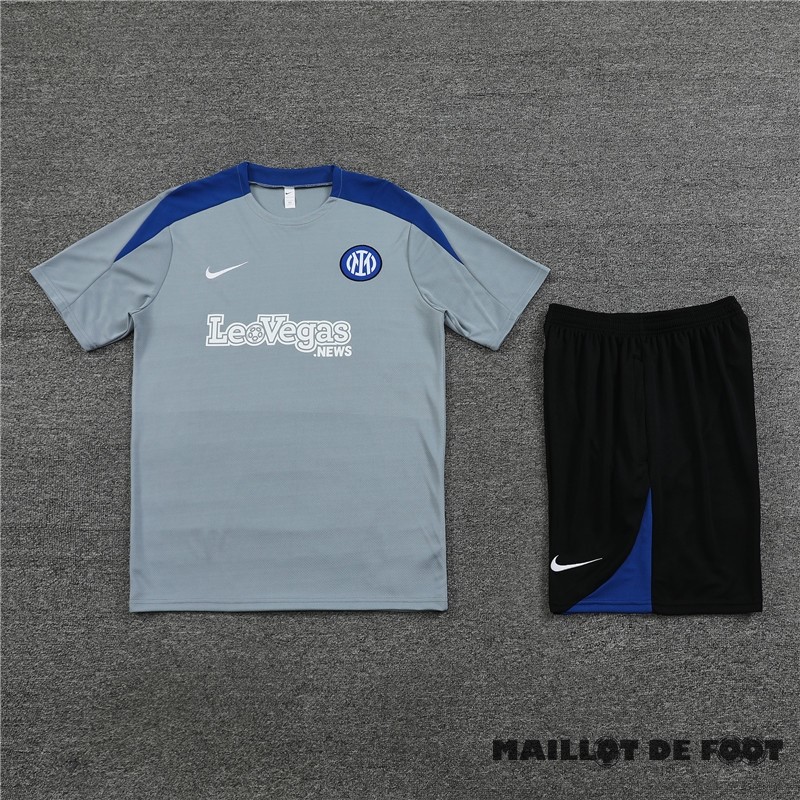Foot Maillot Pas Cher Entrainement Ensemble Complet Enfant Inter Milán 2023 2024 Gris Noir Bleu