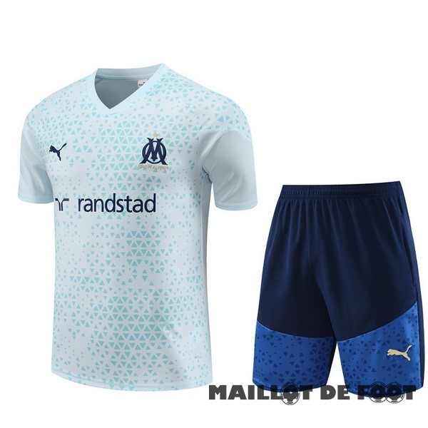 Foot Maillot Pas Cher Entrainement Ensemble Complet Enfant Marsella 2023 2024 Blanc I Bleu