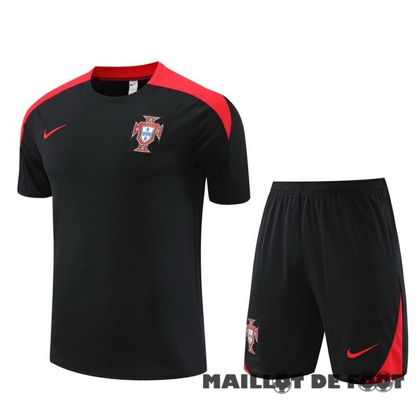 Foot Maillot Pas Cher Entrainement Ensemble Complet Enfant Portugal 2024 Noir Rouge