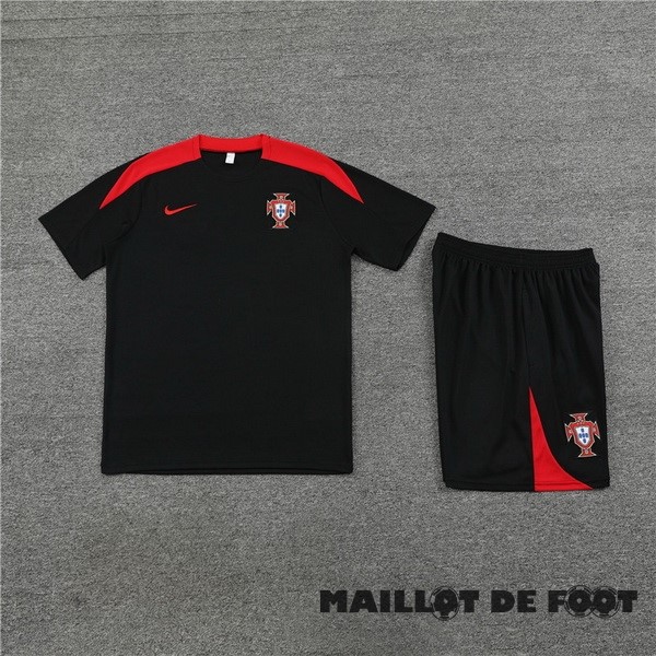 Foot Maillot Pas Cher Entrainement Ensemble Complet Enfant Portugal 2024 Noir Rouge