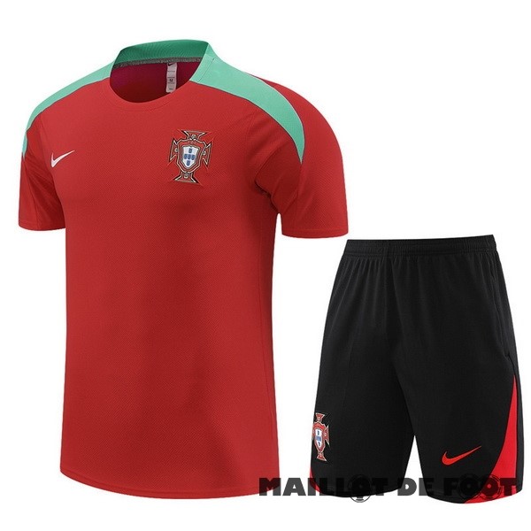 Foot Maillot Pas Cher Entrainement Ensemble Complet Enfant Portugal 2024 Rouge Noir