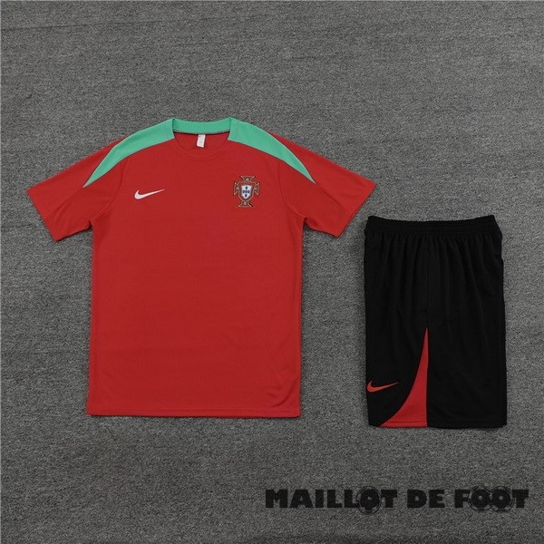 Foot Maillot Pas Cher Entrainement Ensemble Complet Enfant Portugal 2024 Rouge Noir