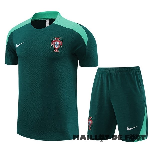 Foot Maillot Pas Cher Entrainement Ensemble Complet Enfant Portugal 2024 Vert