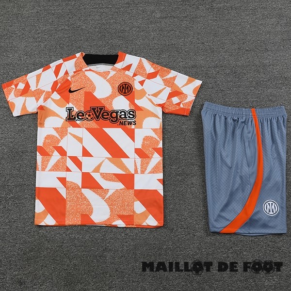 Foot Maillot Pas Cher Entrainement Ensemble Complet Inter Milán 2023 2024 Orange Blanc Gris
