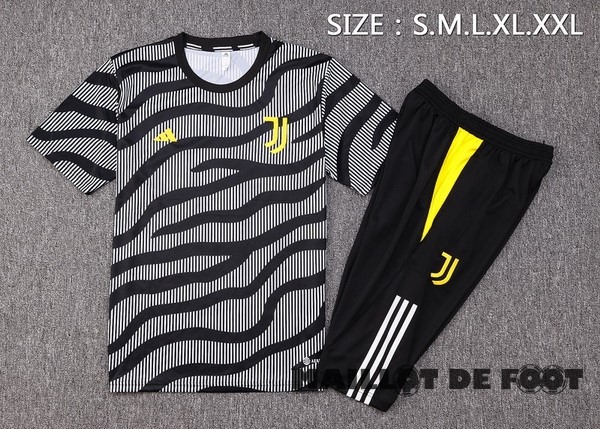 Foot Maillot Pas Cher Entrainement Ensemble Complet Juventus 2023 2024 Gris Noir