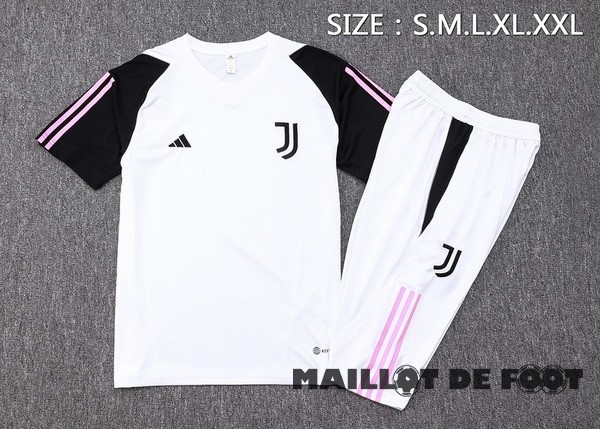Foot Maillot Pas Cher Entrainement Ensemble Complet Juventus 2023 2024 Noir Blanc Rose