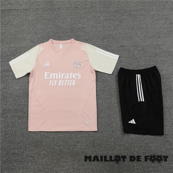 Foot Maillot Pas Cher Entrainement Ensemble Complet Lyon 2023 2024 Rose Noir