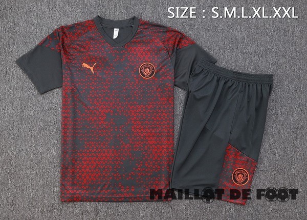 Foot Maillot Pas Cher Entrainement Ensemble Complet Manchester City 2023 2024 Rouge Gris