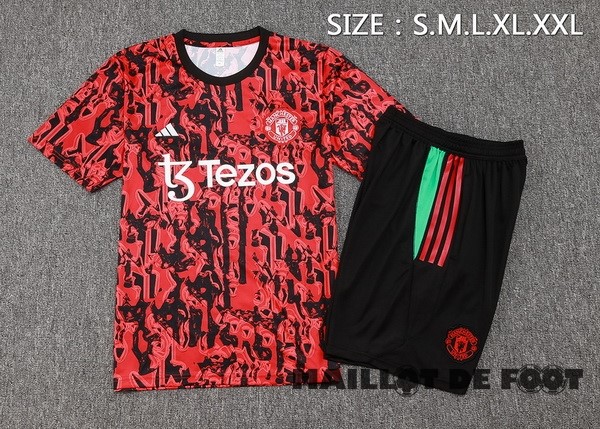Foot Maillot Pas Cher Entrainement Ensemble Complet Manchester United 2023 2024 Rouge Noir