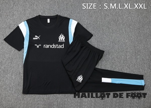 Foot Maillot Pas Cher Entrainement Ensemble Complet Marsella 2023 2024 Noir Bleu Blanc